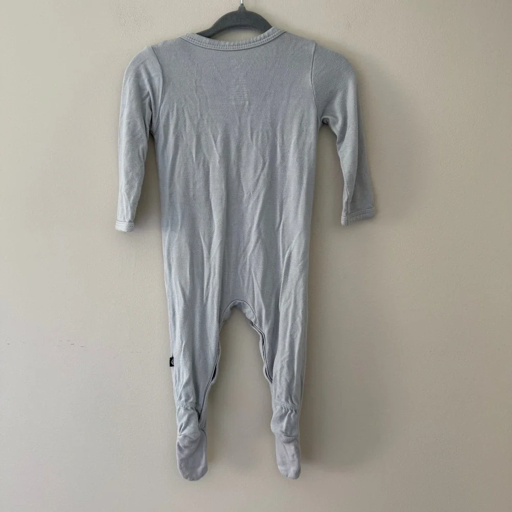 Kyte Baby Light Blue Bamboo Snap Footie Romper Pajamas 3-6 Months
